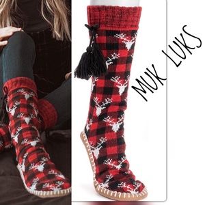 MUKS LUKS Fair Isle Tassel Slipper Socks